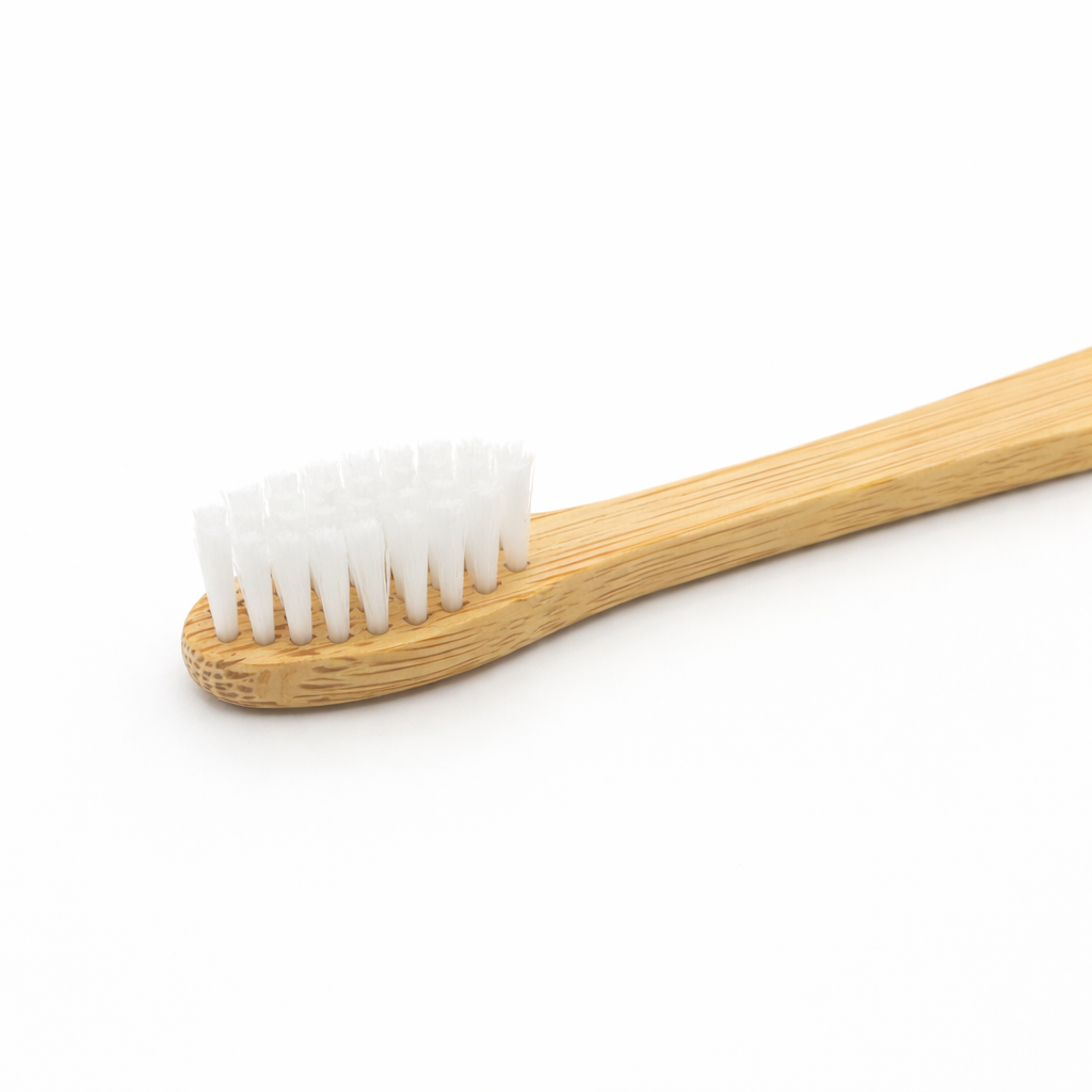 Small medium dog toothbrush bristles close-up