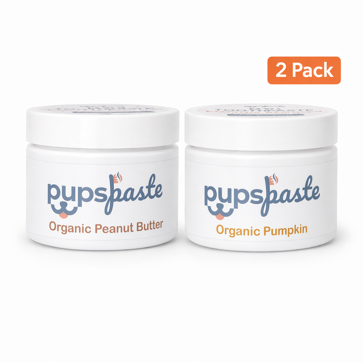Peanut butter and pumpkin dog toothpaste duo pack