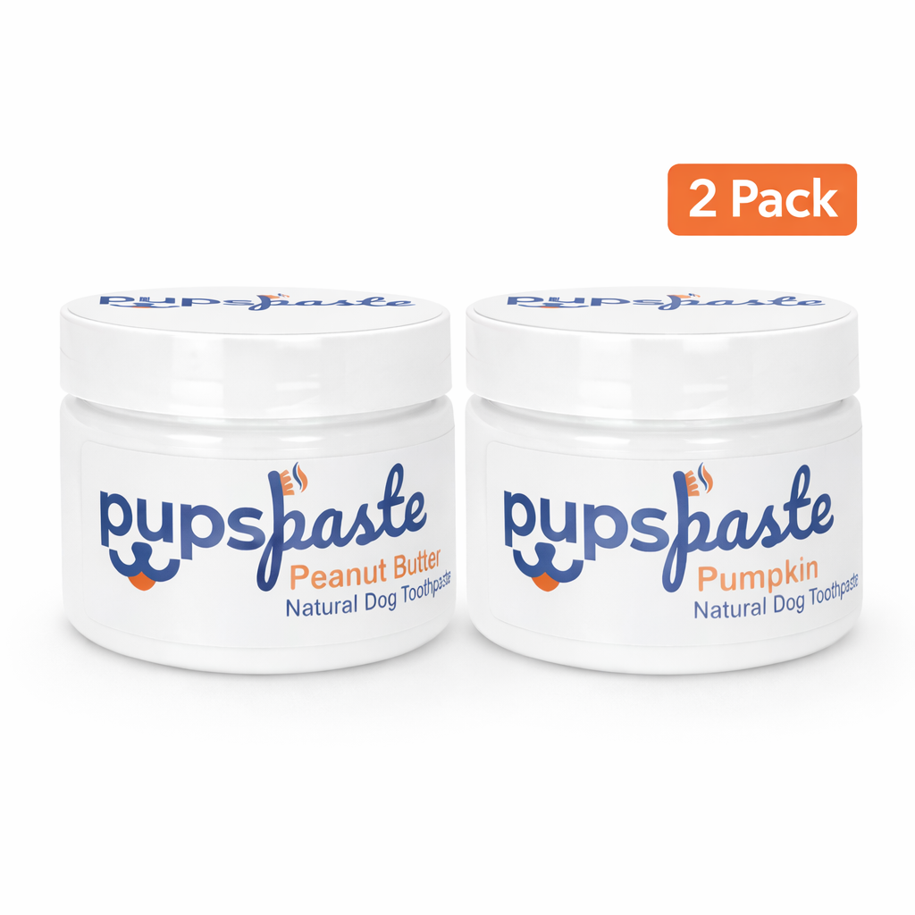 Peanut butter and pumpkin dog toothpaste duo pack