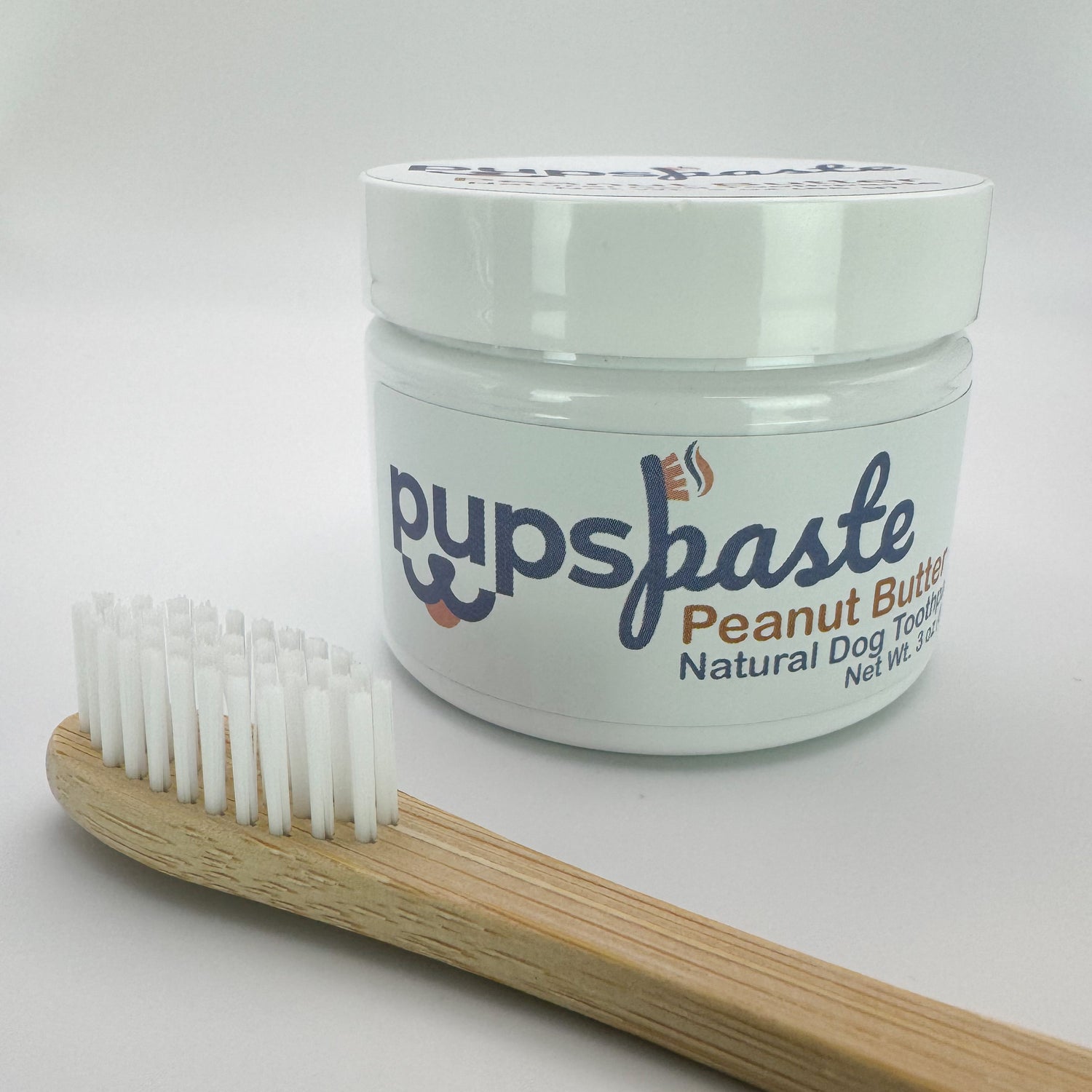 Peanut butter dog toothpaste starter kit with bamboo toothbrush
