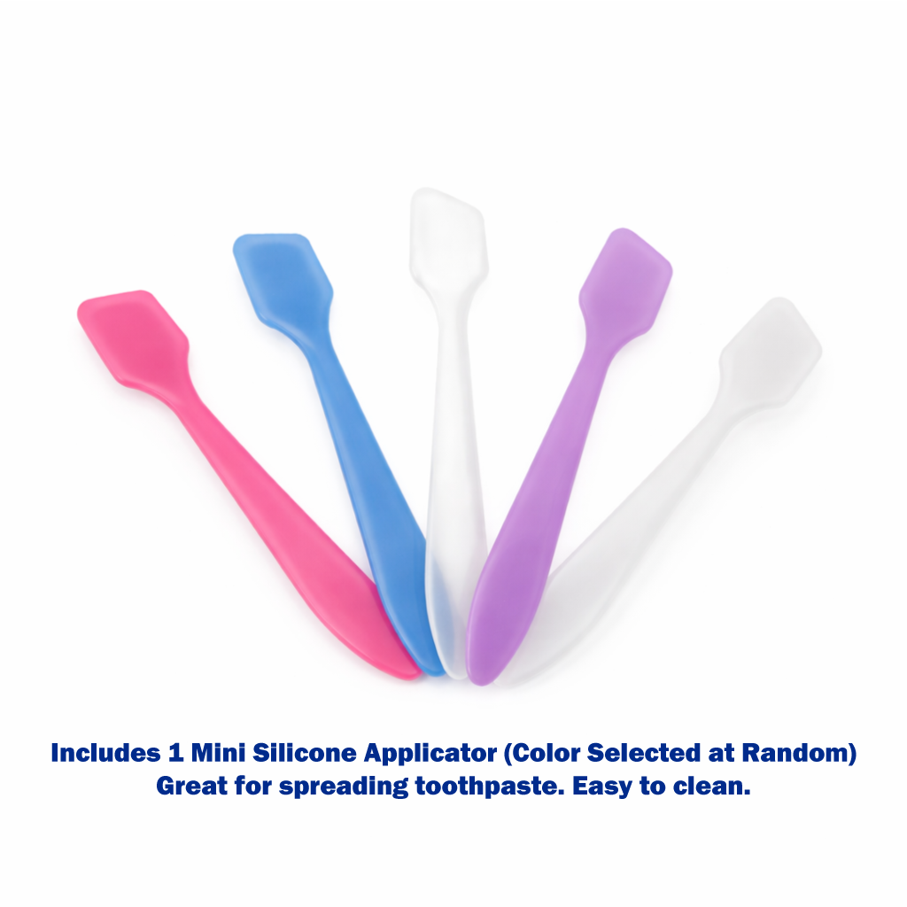 Mini silicone toothpaste applicators used for applying dog toothpaste, easy-to-clean flexible spatula tools for pet dental care.