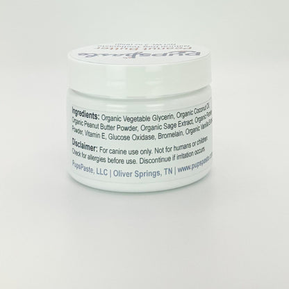 Peanut butter dog toothpaste ingredient label