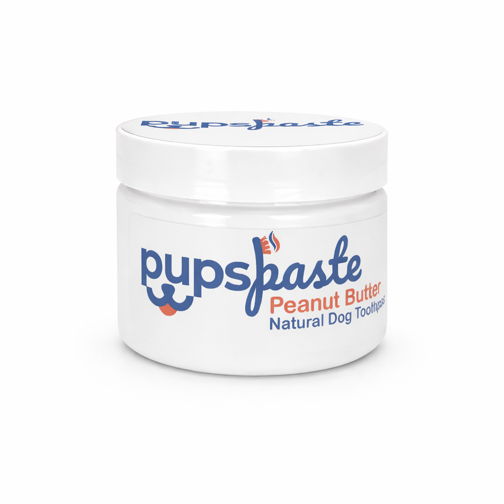 Peanut butter dog toothpaste jar