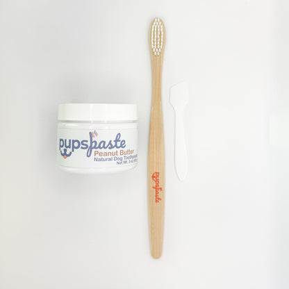 Peanut butter dog toothpaste starter bundle with toothbrush